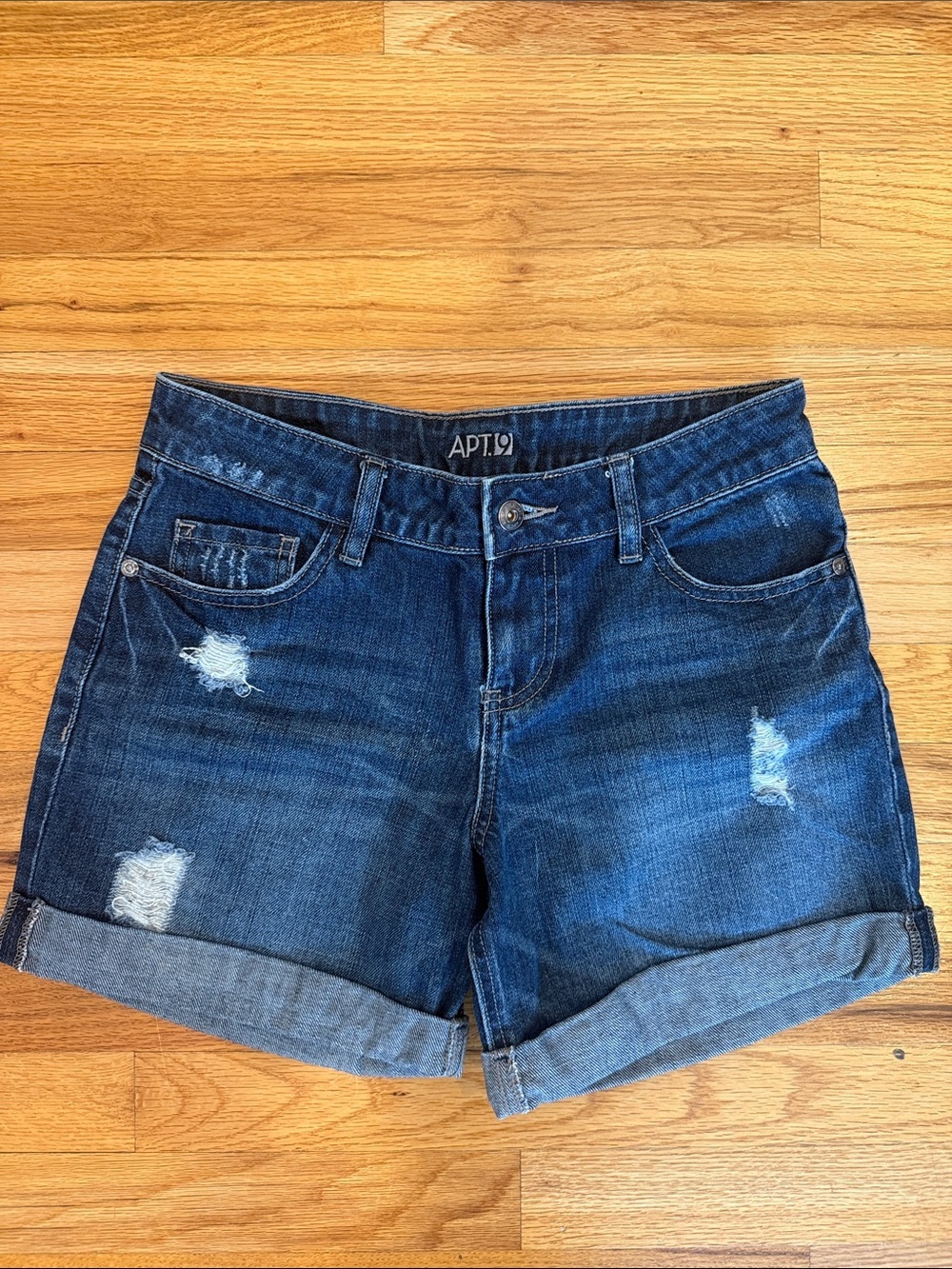 Apt. 9 Women’s Dark Blue Distressed Denim Shorts
